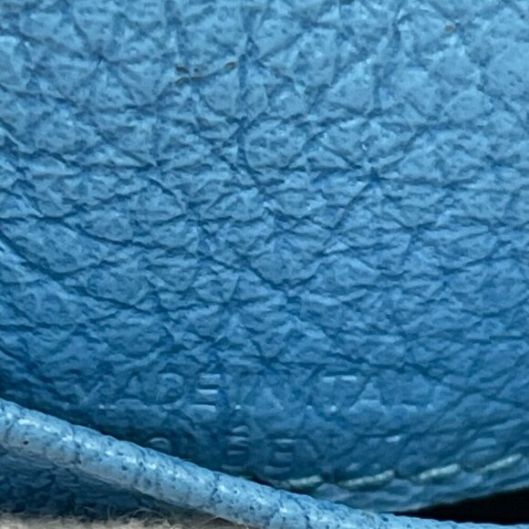 Balenciaga Grained Calfskin Leather Compact Zip Wallet - Turquoise - Preowned - Picture 12 of 14